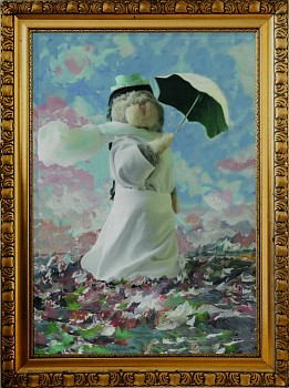Work:&nbsp;Woman with a parasol, facing left, 2023